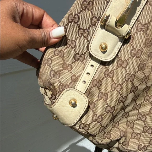 Gucci Pelham Beige GG Canvas Shoulder Bag with Braided Straps - Picture 2 of 11